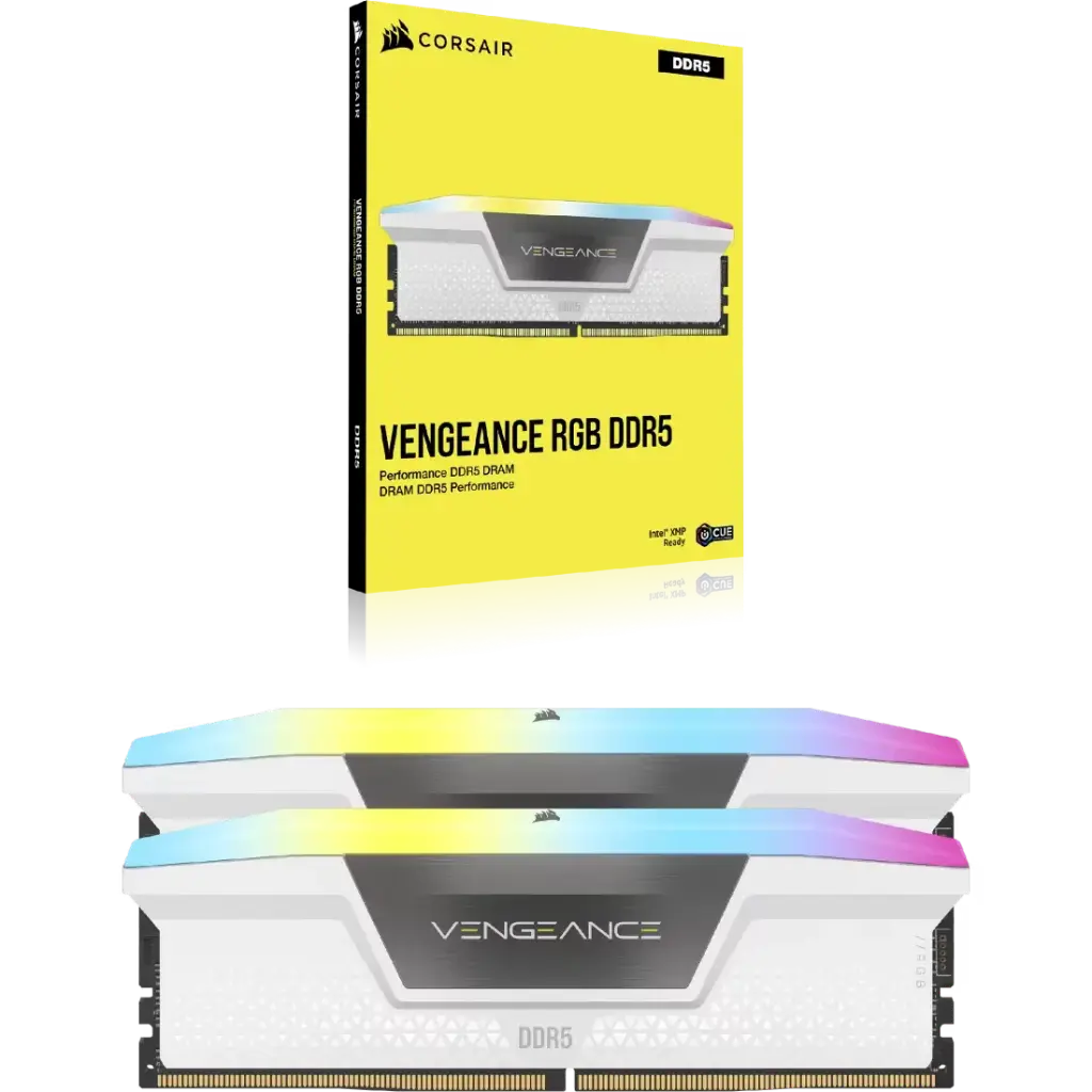  32GB CORSAIR VENGEANCE 6400 M/Ts C36 DDR5 (16GBX2) RGB RAM - WHITE