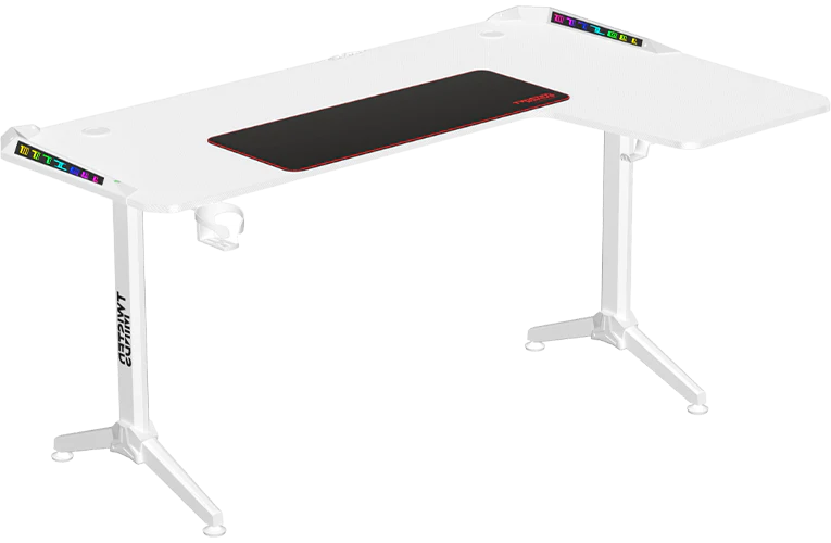TWISTED MINDS CORNER GAMING DESK RIGHT RGB 160*100*75 CM - WHITE