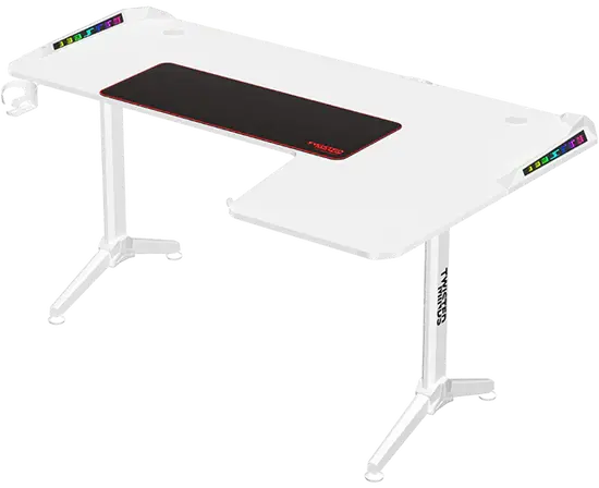TWISTED MINDS WARRIOR L SHAPED GAMING DESK RGB RIGHT 160*100*75CM - WHITE