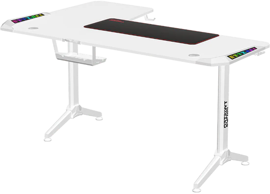 TWISTED MINDS WARRIOR L SHAPED GAMING DESK RGB RIGHT 160*100*75CM - WHITE