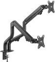 TWISTED MINDS DUAL MONITOR PIPE SHAPED COUNTERBALANCE SPRING ASSISTED MONITOR ARM (17"- 32" 100^100 16KG) - BLACK