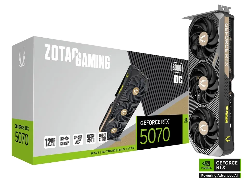 ZOTAC GAMING GeForce RTX 5070 SOLID OC 12GB GDDR7 - BLACK