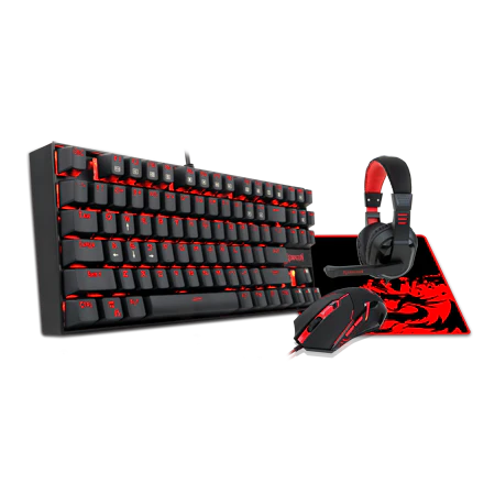 REDRAGON K552-BB 4 IN 1 MOUSE, HEADSET, KEYBOARD AND MOUSEPAD COMBO VALUE SET - BLACK
