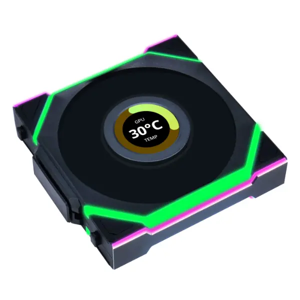 LIAN LI UNI FAN SL-LCD WIRELESS 28MM LCD 120MM (REVERSE BLADE) ARGB FAN 1PCS - BLACK