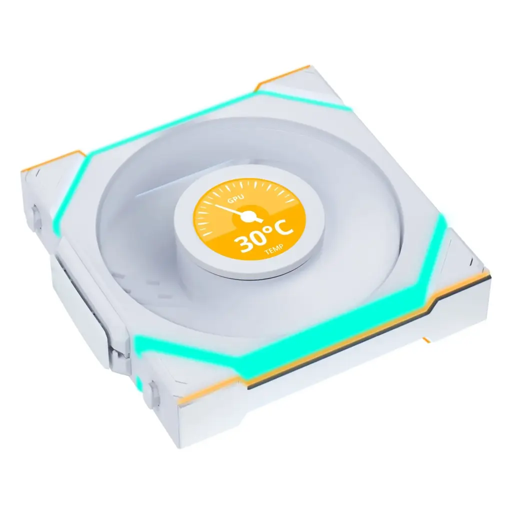 LIAN LI UNI FAN SL-LCD WIRELESS 28MM LCD 120MM (REVERSE BLADE) ARGB FAN 1PCS - WHITE