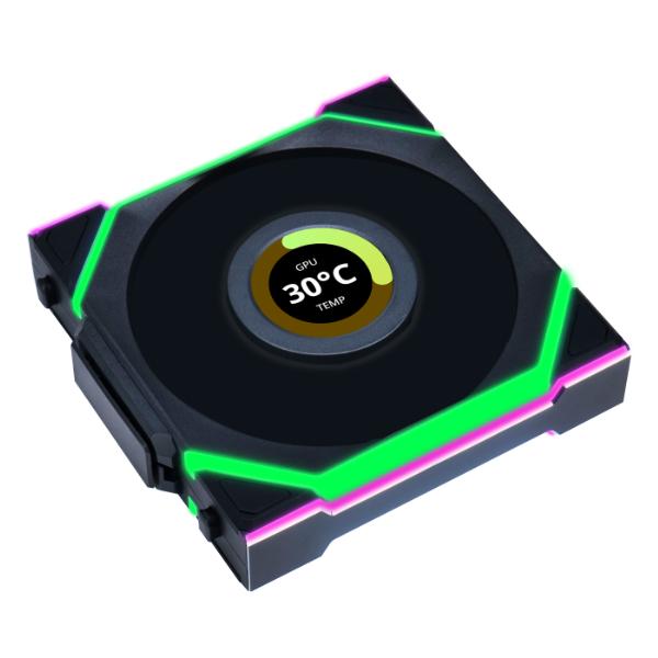 LIAN LI UNI FAN SL-LCD WIRELESS 28MM LCD 120MM ARGB FAN 1PCS - BLACK