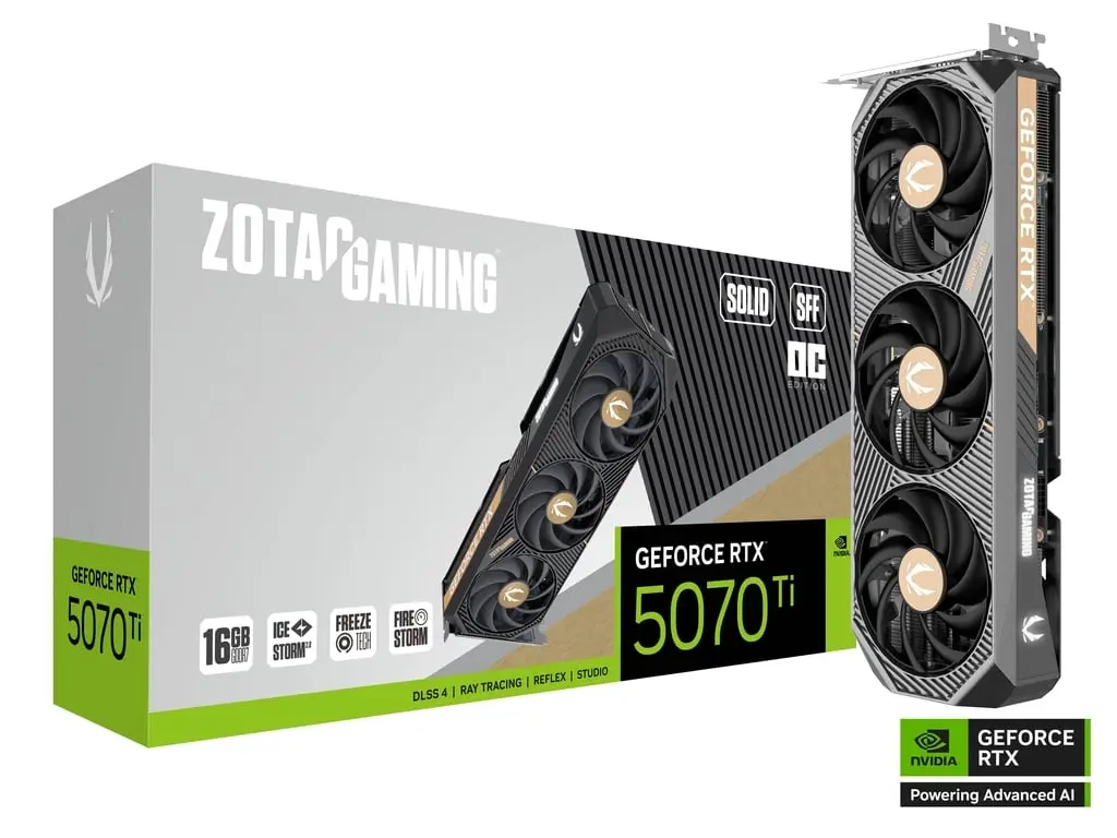 ZOTAC GAMING GeForce RTX 5070 Ti SOLID SFF OC 16GB GDDR7 - BLACK