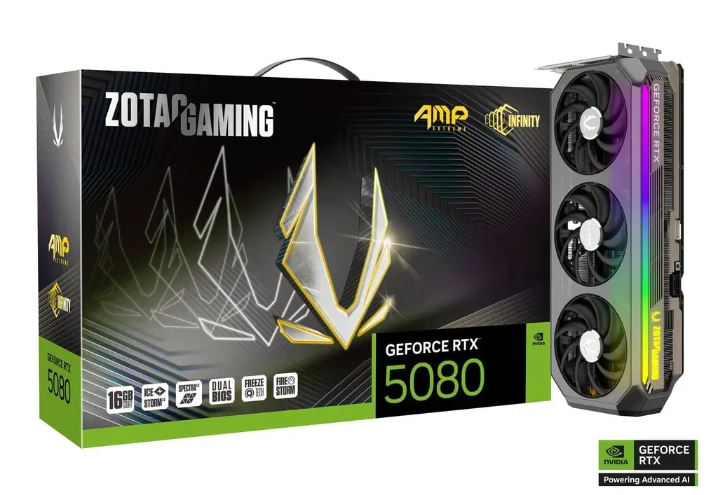 ZOTAC GAMING GeForce RTX 5080 AMP EXTREME INFINITY 16GB GDDR7 - BLACK