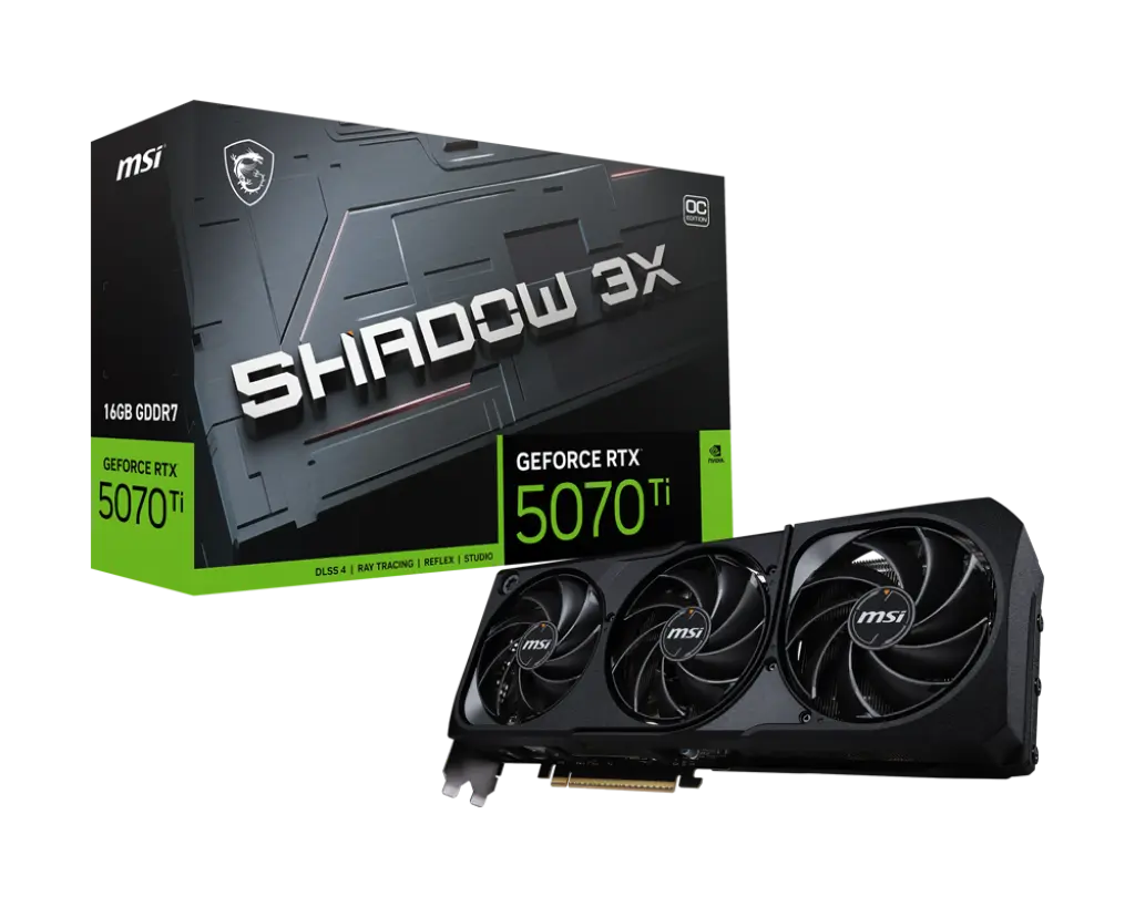MSI GeForce RTX™ 5070 Ti 16GB SHADOW 3X OC GDDR7 - BLACK