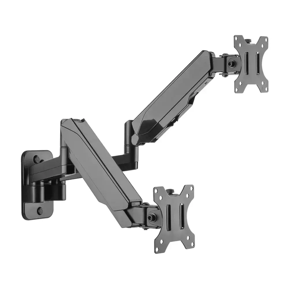 SKILL TECH DUAL MONITOR ELEMENTAL WALL-MOUNTED GAS SPRING ARM (17"- 32" 100^100 18KG) - BLACK