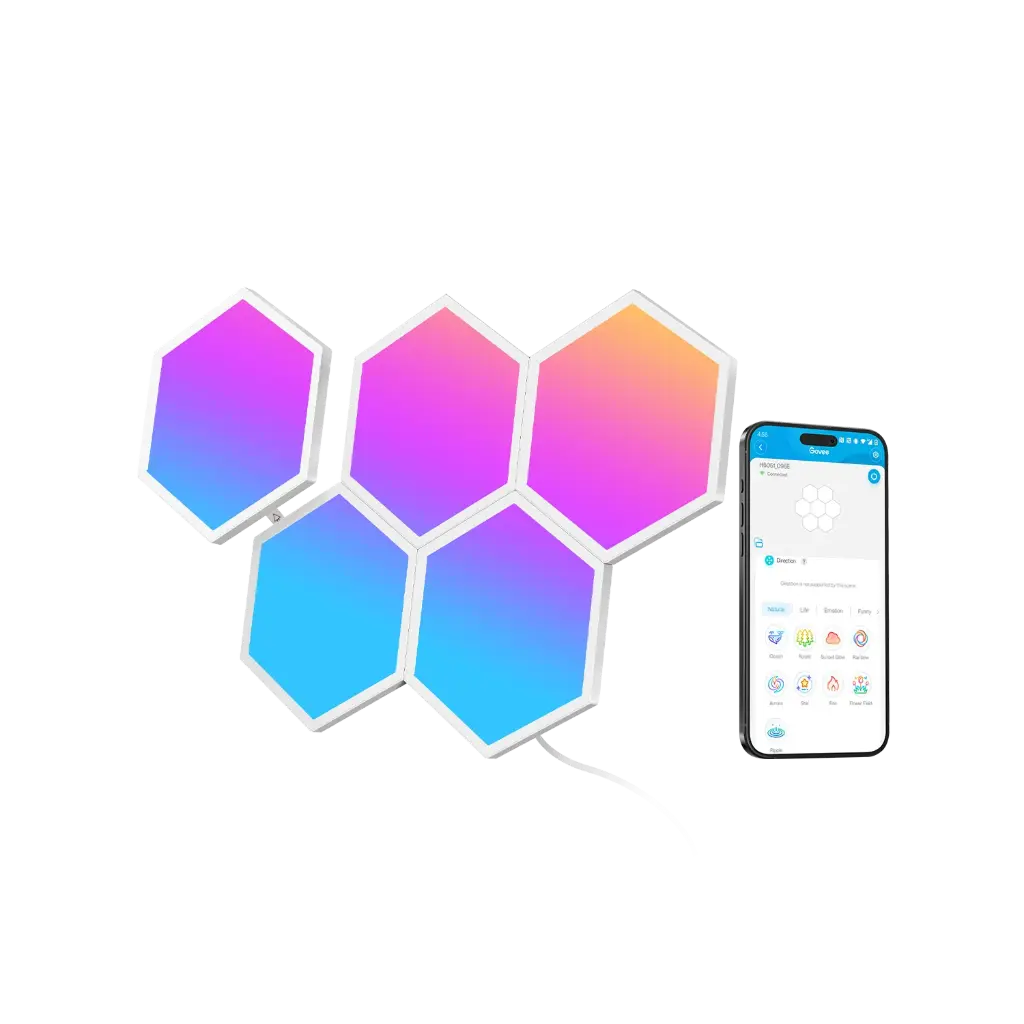 GOVEE GLIDE HEXAGON RGBIC LIGHT PANELS (5PCS) - WHITE