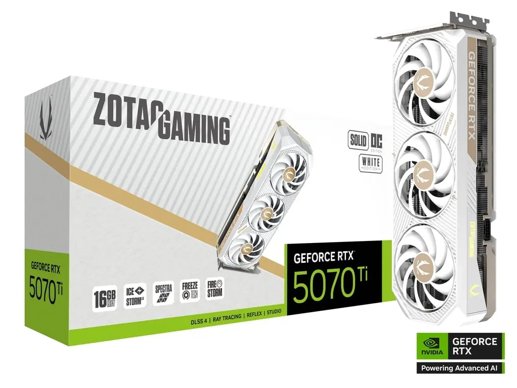 ZOTAC GAMING GeForce RTX 5070 Ti SOLID CORE OC 16GB GDDR7 - WHITE EDITION
