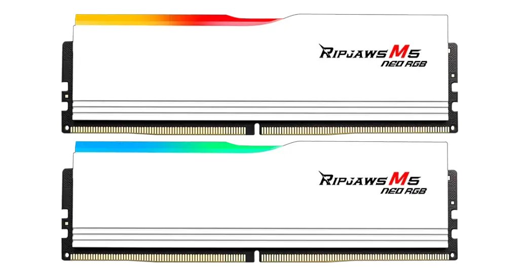 64GB G.SKILL RIPJAWS M5 NEO 6000 M/Ts DDR5 (32GBx2) RGB RAM - WHITE