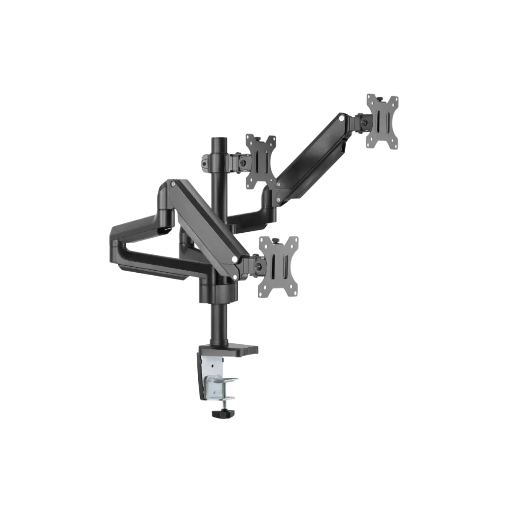 TWISTEDMINDS PREMIUM TRIPLE MONITORS ALUMINUM POLE MOUNTED GAS SPRING MONITOR ARM (17"- 27" 100^100 7KG) - BLACK