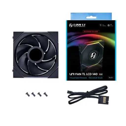 LIAN LI UNI FAN TL-LCD 28MM LCD 140MM ARGB PWM FAN 1PCS - BLACK