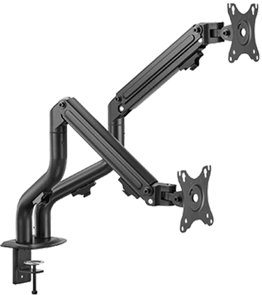 TWISTED MINDS DUAL MONITOR PIPE SHAPED COUNTERBALANCE SPRING ASSISTED MONITOR ARM (17"- 32" 100^100 16KG) - BLACK