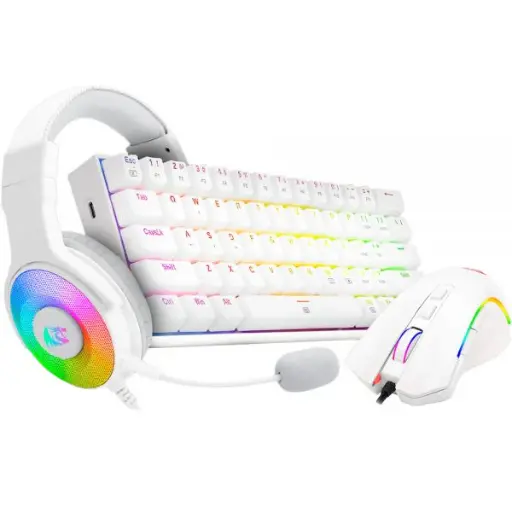 REDRAGON S129W 3 IN 1 GAMING MOUSE, HEADSET AND KEYBOARD COMBO - WHITE