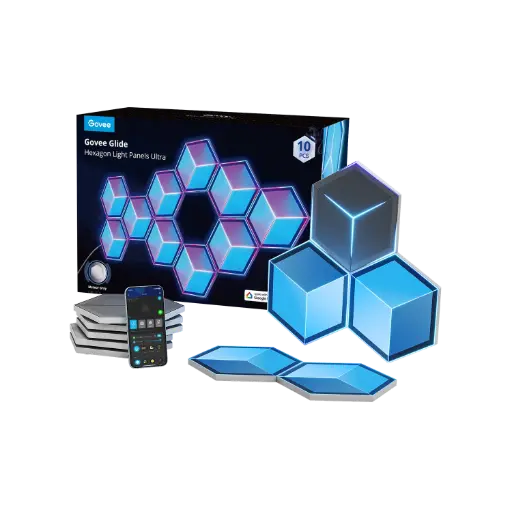 GOVEE GLIDE HEXAGON LIGHT PANELS ULTRA RGBIC (7 PCS) - METEOR GREY