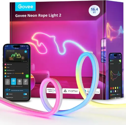 GOVEE NEON ROPE RGBIC LIGHT 2 (5M OR 16.4FT) - WHITE