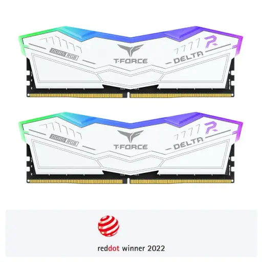 32GB TEAMGROUP T-FORCE DELTA 6000 M/Ts DDR5  (16GBX2) RGB RAM - WHITE
